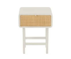 Meubles & Design Tables De Chevet Table De Chevet En Rotin Et Bois Blanc -SURMATELAS Soldes table de chevet en rotin et bois blanc 1