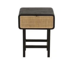 Meubles & Design Tables De Chevet Table De Chevet En Rotin Et Bois Noir -SURMATELAS Soldes table de chevet en rotin et bois noir 1