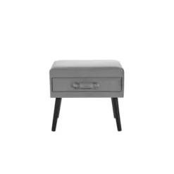 Beliani Tables De Chevet Table De Chevet En Velours Gris -SURMATELAS Soldes table de chevet en velours gris 2