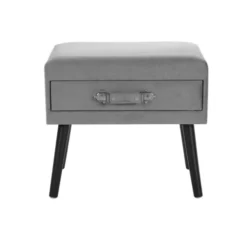 Beliani Tables De Chevet Table De Chevet En Velours Gris