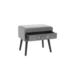 Beliani Tables De Chevet Table De Chevet En Velours Gris -SURMATELAS Soldes table de chevet en velours gris 3