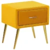 Beliani Tables De Chevet Table De Chevet En Velours Jaune -SURMATELAS Soldes table de chevet en velours jaune