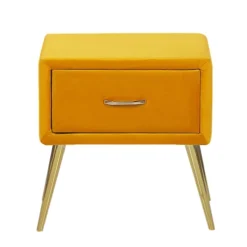 Beliani Tables De Chevet Table De Chevet En Velours Jaune -SURMATELAS Soldes table de chevet en velours jaune 2