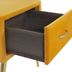 Beliani Tables De Chevet Table De Chevet En Velours Jaune -SURMATELAS Soldes table de chevet en velours jaune 4