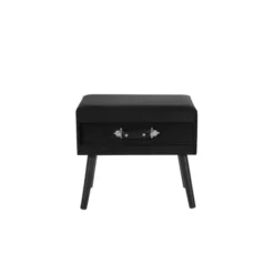 Beliani Tables De Chevet Table De Chevet En Velours Noir -SURMATELAS Soldes table de chevet en velours noir 2
