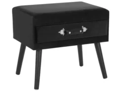 Beliani Tables De Chevet Table De Chevet En Velours Noir