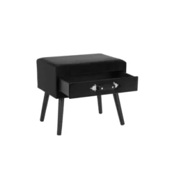Beliani Tables De Chevet Table De Chevet En Velours Noir -SURMATELAS Soldes table de chevet en velours noir 3