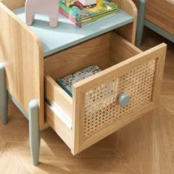 Baita Tables De Chevet Table De Chevet Enfant Bleu Et Cannage Rotin 1 Tiroir -SURMATELAS Soldes table de chevet enfant bleu et cannage rotin 1 tiroir 4