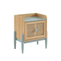 Baita Tables De Chevet Table De Chevet Enfant Bleu Et Cannage Rotin 1 Tiroir -SURMATELAS Soldes table de chevet enfant bleu et cannage rotin 1 tiroir 5