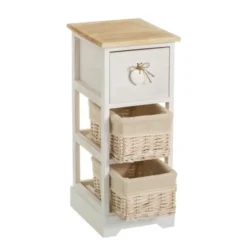 Wadiga Tables De Chevet Table De Chevet étroite Bois 1 Tiroir + 2 Paniers -SURMATELAS Soldes table de chevet etroite bois 1 tiroir 2 paniers 1