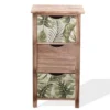 Mobili Rebecca Tables De Chevet Table De Chevet Florale 3 Tiroirs En Bois Marron Et Vert -SURMATELAS Soldes table de chevet florale 3 tiroirs en bois marron et vert