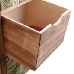 Mobili Rebecca Tables De Chevet Table De Chevet Florale 3 Tiroirs En Bois Marron Et Vert -SURMATELAS Soldes table de chevet florale 3 tiroirs en bois marron et vert 3