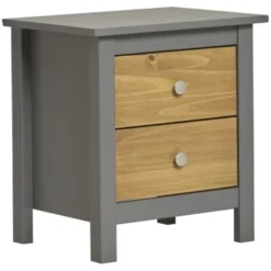 HOMN Tables De Chevet Table De Chevet Blanc 2 Tiroirs, Fabriqué En Bois De Pin Massif -SURMATELAS Soldes table de chevet gris 2 tiroirs fabrique en bois de pin massif