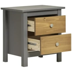 HOMN Tables De Chevet Table De Chevet Gris 2 Tiroirs, Fabriqué En Bois De Pin Massif -SURMATELAS Soldes table de chevet gris 2 tiroirs fabrique en bois de pin massif 4