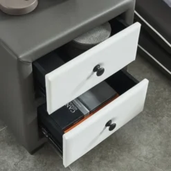 Baita Tables De Chevet Table De Chevet Gris Et Blanc L46cm -SURMATELAS Soldes table de chevet gris et blanc l46cm 4