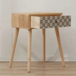 Mobili Rebecca Tables De Chevet Table De Chevet Majolique Avec 1 Tiroir Bois Marron -SURMATELAS Soldes table de chevet majolique avec 1 tiroir bois marron 4