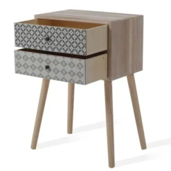 Mobili Rebecca Tables De Chevet Table De Chevet Majolique Avec 2 Tiroirs En Bois Marron -SURMATELAS Soldes table de chevet majolique avec 2 tiroirs en bois marron 1