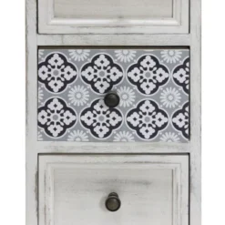 Mobili Rebecca Tables De Chevet Table De Chevet Majolique Avec 3 Tiroirs En Bois Blanc -SURMATELAS Soldes table de chevet majolique avec 3 tiroirs en bois blanc 4