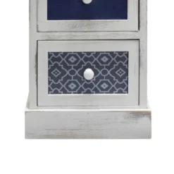 Mobili Rebecca Tables De Chevet Table De Chevet Majolique Avec 3 Tiroirs En Bois Bleu Et Blanc -SURMATELAS Soldes table de chevet majolique avec 3 tiroirs en bois bleu et blanc 5