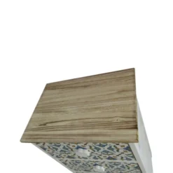 Mobili Rebecca Tables De Chevet Table De Chevet Majolique Avec 3 Tiroirs En Bois Brun Et Bleu Et Blanc -SURMATELAS Soldes table de chevet majolique avec 3 tiroirs en bois brun et bleu et blanc 4