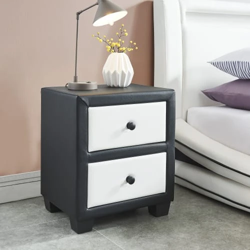 Baita Tables De Chevet Table De Chevet Noir Et Blanc L46cm 4 Baita Tables De Chevet Table De Chevet Noir Et Blanc L46cm – Image 2