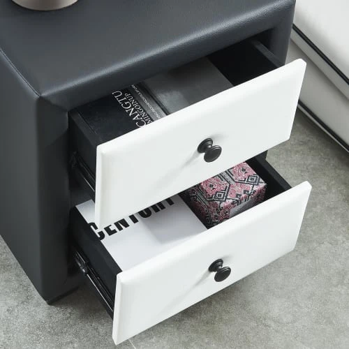 Baita Tables De Chevet Table De Chevet Noir Et Blanc L46cm 6 Baita Tables De Chevet Table De Chevet Noir Et Blanc L46cm – Image 4