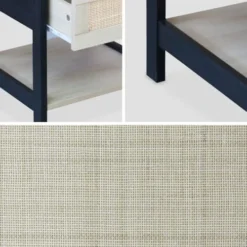 Alice's Garden Tables De Chevet Table De Chevet Noir Et Cannage 40 X 40 X 48cm -SURMATELAS Soldes table de chevet noir et cannage 40 x 40 x 48cm 5