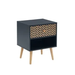 Baita Tables De Chevet Table De Chevet Noir Et Effet Bois 1 Tiroir -SURMATELAS Soldes table de chevet noir et effet bois 1 tiroir 2