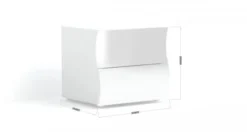 Dmora Tables De Chevet Table De Chevet Ondulée Effet Bois Blanc Brillant -SURMATELAS Soldes table de chevet ondulee effet bois blanc brillant 3