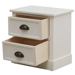 Mobili Rebecca Tables De Chevet Table De Chevet Rectangulaire Avec 2 Tiroirs En MDF Blanc -SURMATELAS Soldes table de chevet rectangulaire avec 2 tiroirs en mdf blanc 1