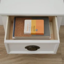 Mobili Rebecca Tables De Chevet Table De Chevet Rectangulaire Avec 2 Tiroirs En MDF Blanc -SURMATELAS Soldes table de chevet rectangulaire avec 2 tiroirs en mdf blanc 3