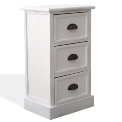 Mobili Rebecca Tables De Chevet Table De Chevet Rectangulaire Avec 3 Tiroirs En MDF Blanc -SURMATELAS Soldes table de chevet rectangulaire avec 3 tiroirs en mdf blanc 2