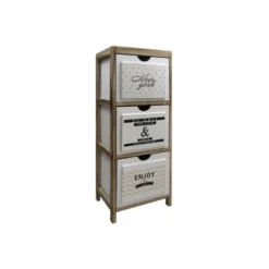 Mobili Rebecca Tables De Chevet Table De Chevet Relief Avec 3 Tiroirs En Bois Marron Et Blanc -SURMATELAS Soldes table de chevet relief avec 3 tiroirs en bois marron et blanc 3