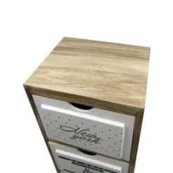 Mobili Rebecca Tables De Chevet Table De Chevet Relief Avec 3 Tiroirs En Bois Marron Et Blanc -SURMATELAS Soldes table de chevet relief avec 3 tiroirs en bois marron et blanc 5