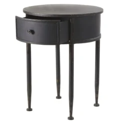 Maisons Du Monde Tables De Chevet Table De Chevet Ronde 1 Tiroir En Métal Noir -SURMATELAS Soldes table de chevet ronde 1 tiroir en metal noir 1000 8 5 187416 3
