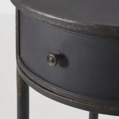 Maisons Du Monde Tables De Chevet Table De Chevet Ronde 1 Tiroir En Métal Noir -SURMATELAS Soldes table de chevet ronde 1 tiroir en metal noir 1000 8 5 187416 4