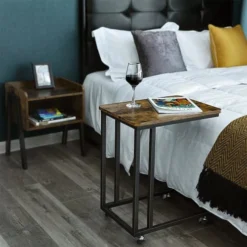 RED DECO Tables De Chevet Table De Chevet Roulante Médium MDF Marron H60CM -SURMATELAS Soldes table de chevet roulante medium mdf marron h60cm 2