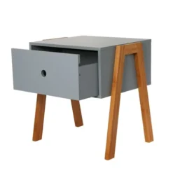 The Home Deco Factory Tables De Chevet Table De Chevet Scandi L. 44 X H. 45 Cm Gris -SURMATELAS Soldes table de chevet scandi l 44 x h 45 cm gris 2