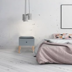 The Home Deco Factory Tables De Chevet Table De Chevet Scandi L. 44 X H. 45 Cm Gris -SURMATELAS Soldes table de chevet scandi l 44 x h 45 cm gris 3