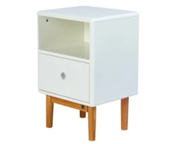 Meubles & Design Tables De Chevet Table De Chevet Scandinave Avec Tiroir Et Niche Beige -SURMATELAS Soldes table de chevet scandinave avec tiroir et niche beige 2