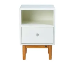 Meubles & Design Tables De Chevet Table De Chevet Scandinave Avec Tiroir Et Niche Blanc -SURMATELAS Soldes table de chevet scandinave avec tiroir et niche beige 6