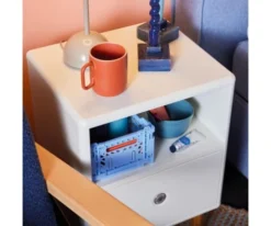 Meubles & Design Tables De Chevet Table De Chevet Scandinave Avec Tiroir Et Niche Blanc -SURMATELAS Soldes table de chevet scandinave avec tiroir et niche blanc 1