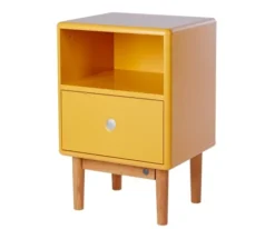 Meubles & Design Tables De Chevet Table De Chevet Scandinave Avec Tiroir Et Niche Moutarde -SURMATELAS Soldes table de chevet scandinave avec tiroir et niche moutarde 2