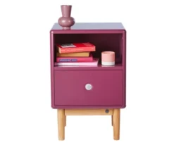 Meubles & Design Tables De Chevet Table De Chevet Scandinave Avec Tiroir Et Niche Rose -SURMATELAS Soldes table de chevet scandinave avec tiroir et niche rose 2