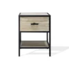 Mobili Rebecca Tables De Chevet Table De Chevet Sculpté Avec 1 Tiroir En Bois Métal Beige Et Noir -SURMATELAS Soldes table de chevet sculpte avec 1 tiroir en bois metal beige et noir