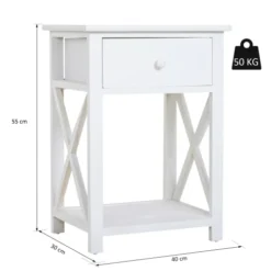 Homcom Tables De Chevet Table De Chevet Style Cosy Croix Latérales Tiroir étagère Bois -SURMATELAS Soldes table de chevet style cosy croix laterales tiroir etagere bois 2