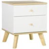 Homcom Tables De Chevet Table De Chevet Style Scandinave 2 Tiroirs Blanc Aspect Chêne Clair -SURMATELAS Soldes table de chevet style scandinave 2 tiroirs blanc aspect chene clair