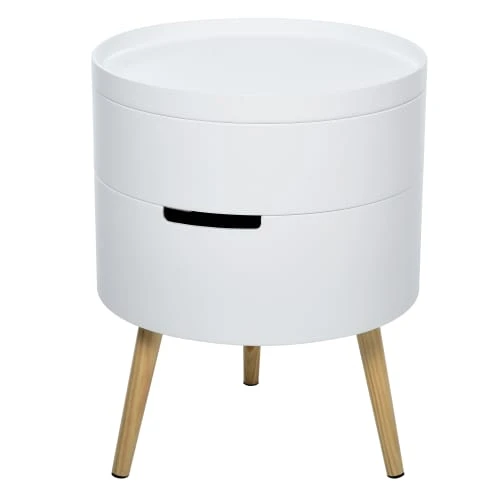 Homcom Tables De Chevet Table De Chevet - Table Basse Avec 2 Compartiments De Rangement Blanc 3 Homcom Tables De Chevet Table De Chevet - Table Basse Avec 2 Compartiments De Rangement Blanc