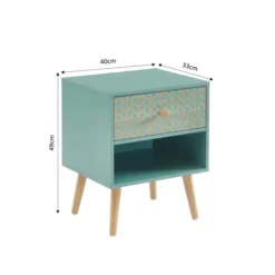 Baita Tables De Chevet Table De Chevet Vert De Gris Et Effet Bois 1 Tiroir -SURMATELAS Soldes table de chevet vert de gris et effet bois 1 tiroir 2