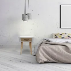 The Home Deco Factory Tables De Chevet Table De Chevet Vintage L. 35 X H. 48 Cm Blanc -SURMATELAS Soldes table de chevet vintage l 35 x h 48 cm blanc 1